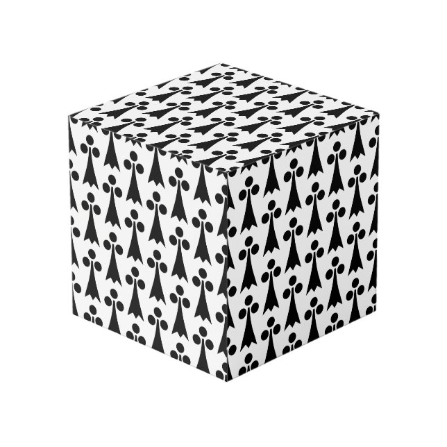 Cubo Patrón de armiño, patrón medieval, negro sobre bla (Angulo Anverso)