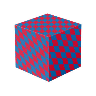 Cubo Patrón de bandera de diamantes de Baviera azul y r
