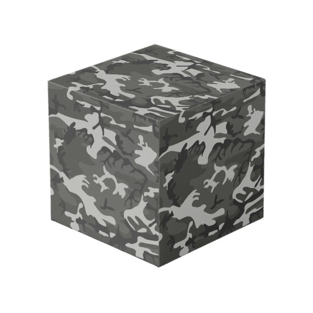 Cubo Patrón de camuflaje gris, patrón militar, ejército (Angulo Anverso)