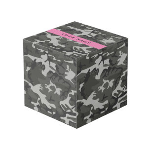 Cubo Patrón de camuflaje gris, su nombre, Personalizar