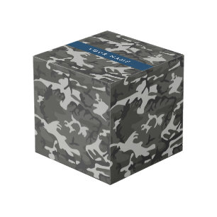Cubo Patrón de camuflaje gris, tu nombre, Personaliza