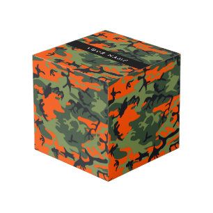 Cubo Patrón de camuflaje naranja, tu nombre, personaliz