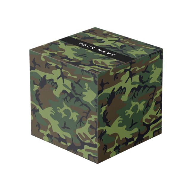Cubo Patrón de camuflaje verde, nombre, personalización (Angulo Anverso)