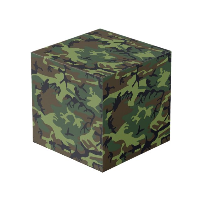Cubo Patrón de camuflaje verde, patrón militar, ejércit (Angulo Anverso)