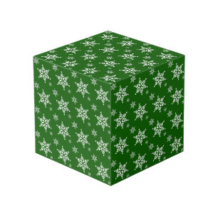 Cubo Patrón de copo de nieve, copos de nieve blancos, n