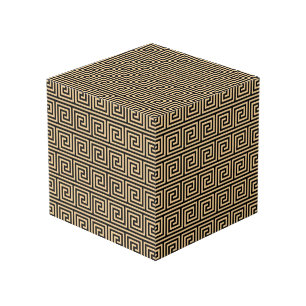 Cubo Patrón de cuadrados de clave Meandro griego marrón