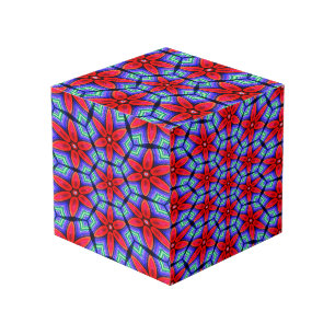 Cubo Patrón de flores de tejidos rojos