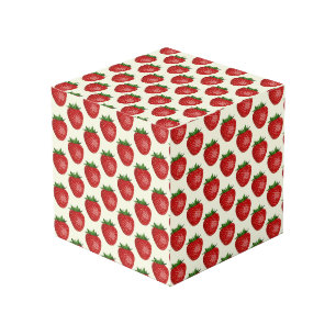 Cubo Patrón de fresa, fresas rojas, frutas, hojas