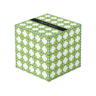 Cubo Patrón de Hoja, Hojas Verdes, Tu Nombre