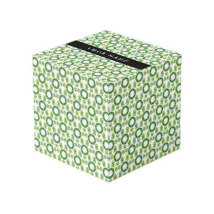 Cubo Patrón de Hoja, Hojas Verdes, Tu Nombre