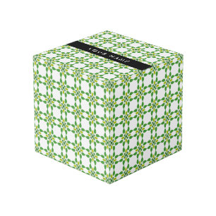 Cubo Patrón de Hoja, Hojas Verdes, Tu Nombre