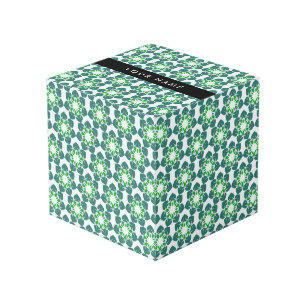 Cubo Patrón de hojas, hojas verdes, tu nombre