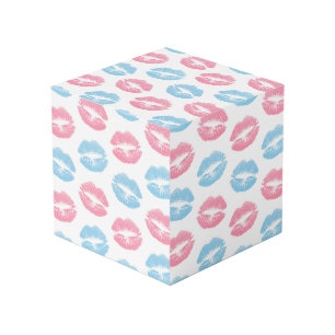 Cubo Patrón de labios azules y rosas, lápiz labial, bes