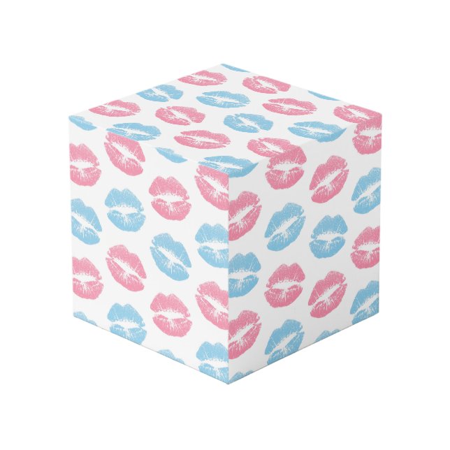 Cubo Patrón de labios azules y rosas, lápiz labial, bes (Angulo Anverso)