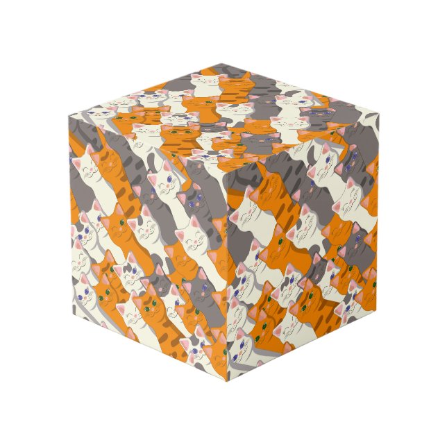 Cubo Patrón diagonal del gato negro jengibre (Angulo Anverso)