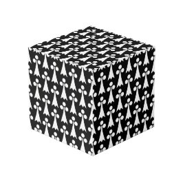Cubo Patrón Ermine, patrón medieval, blanco sobre negro