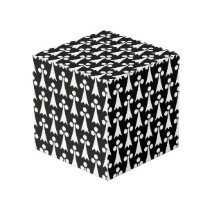 Cubo Patrón Ermine, patrón medieval, blanco sobre negro
