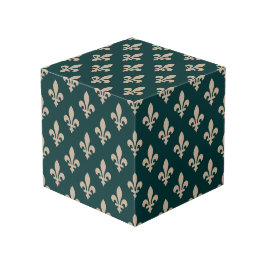 Cubo Patrón Flor de Lis, Crema Real Francesa sobre Verd