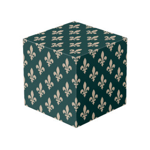 Cubo Patrón Flor de Lis, Crema Real Francesa sobre Verd