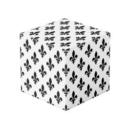 Cubo Patrón Flor de Lis, Real Francés, Negro sobre Blan