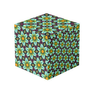 Cubo Patrón floral de estrellas verdes