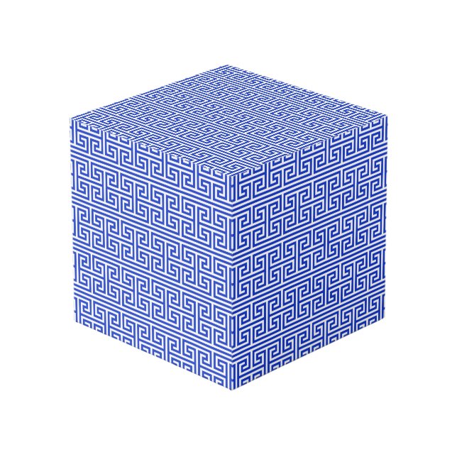 Cubo Patrón griego Meander Key Square H Azul (Angulo Anverso)