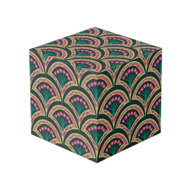Cubo patrón verde en forma de concha (Angulo Anverso)