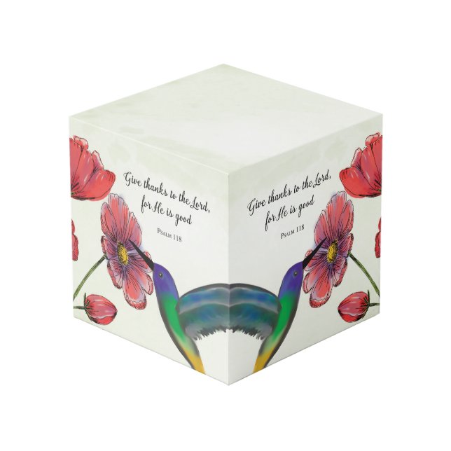 Cubo Pensamiento religioso de flores de usted con colib (Angulo reverso)