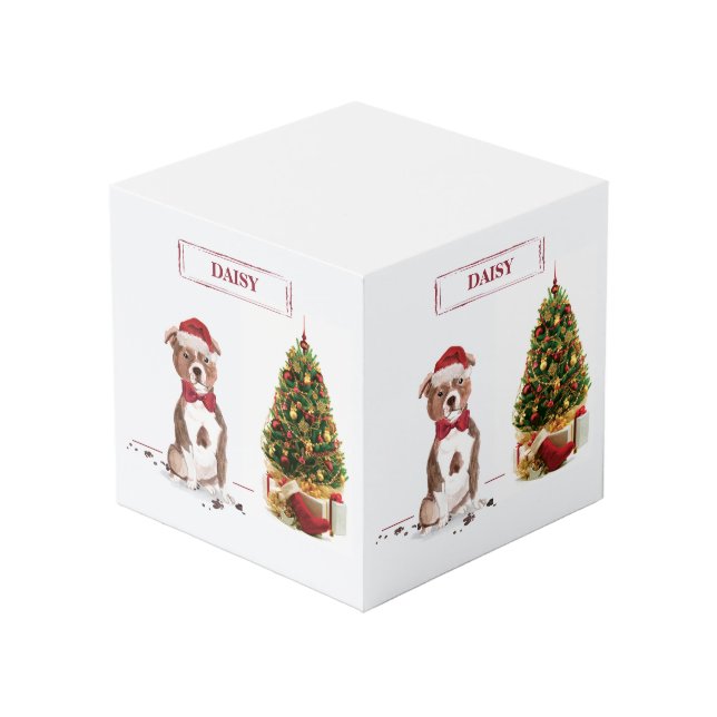 Cubo Perro de Navidades divertidos de Staffordshire Bul (Angulo Anverso)