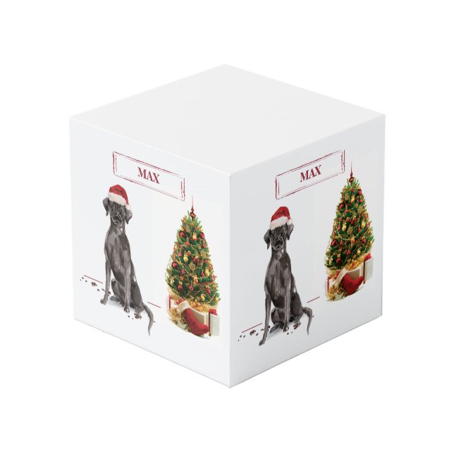 Cubo Perro y árbol graciosos de Black Lab Navidades (Angulo Anverso)