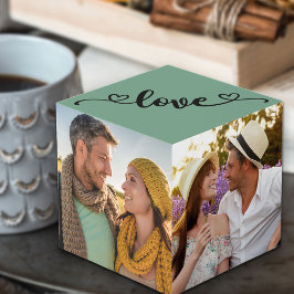 Cubo Personalizado 4 Foto Mint Sage Love with Heart