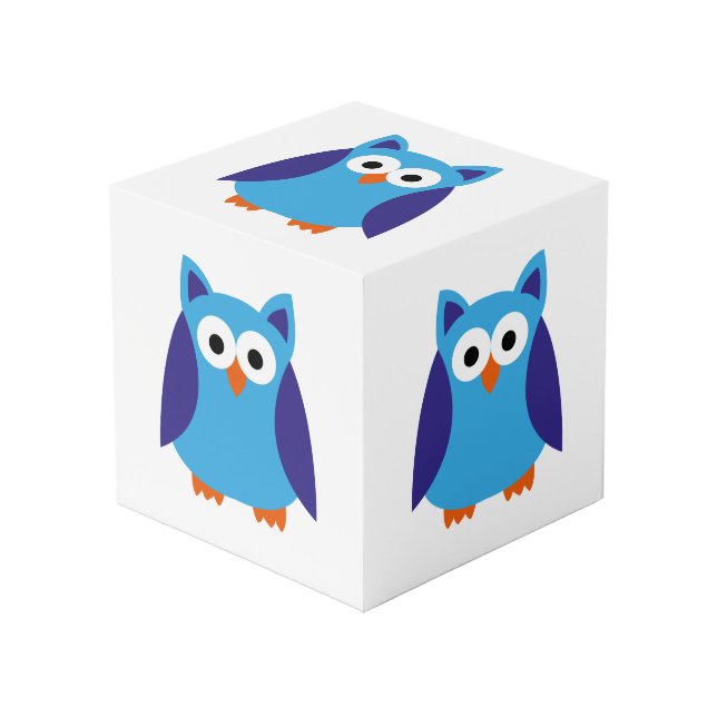 Cubo Personalizado de búho azul (Angulo Anverso)