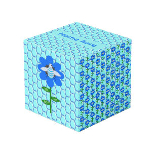 Cubo Personalizado de cumpleaños azul de Happy Bee Day
