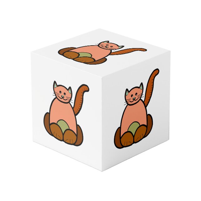 Cubo Personalizado de gato marrón (Angulo Anverso)