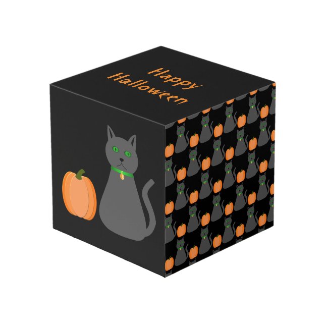 Cubo Personalizado de gatos y calabazas de Halloween (Angulo Anverso)