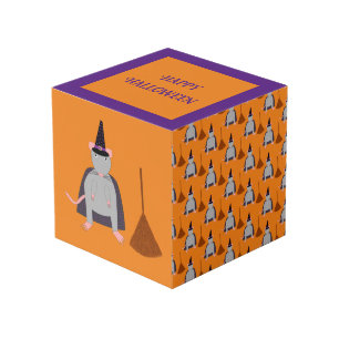 Cubo Personalizado de Halloween Witch Rat and Broom