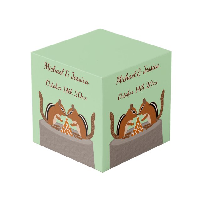 Cubo Personalizado De La Boda Caída De Los Chipmunks Fo (Angulo Anverso)