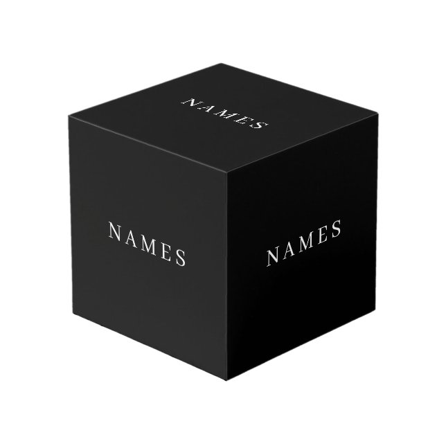 Cubo Personalizado negro simple Añadir su nombre elegan (Angulo Anverso)