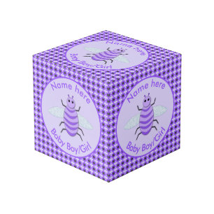 Cubo Personalizado Neutral de Abeja Cute Purple Bee