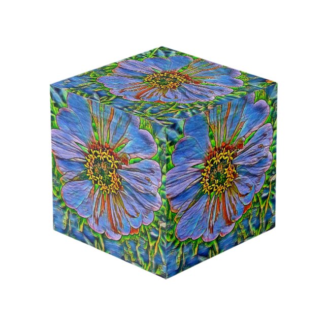 Cubo Pintura de flores moradas (Angulo Anverso)
