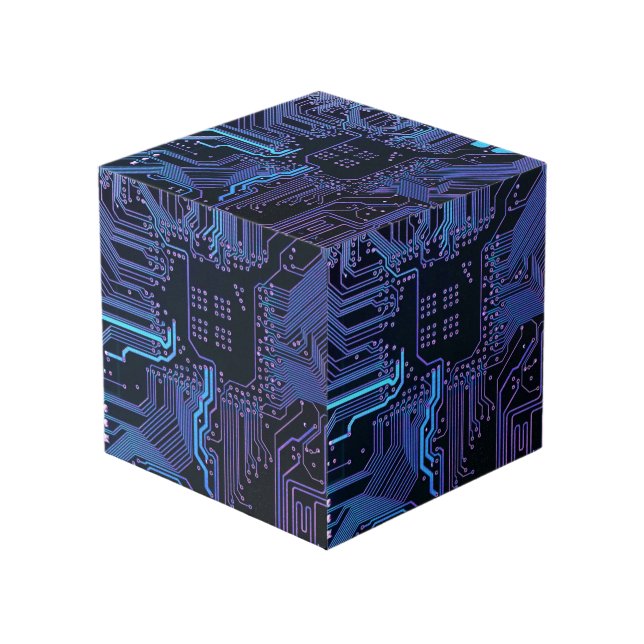 Cubo Placa de circuito electrónico azul del nerd de sal (Angulo Anverso)