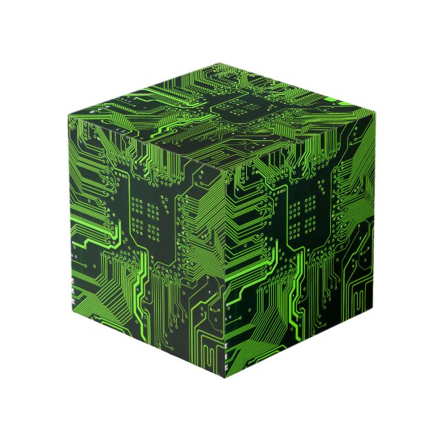 Cubo Placa de circuito electrónico verde del nerd de sa (Angulo Anverso)