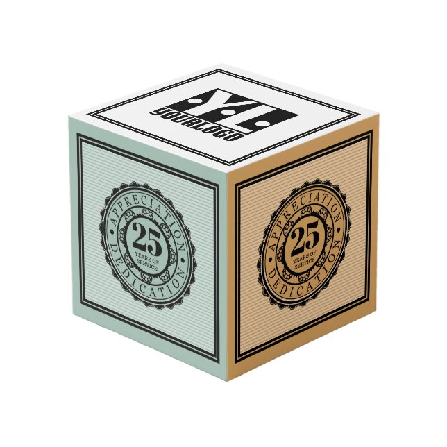 Cubo Premio universal al aniversario de un empleado (Angulo Anverso)