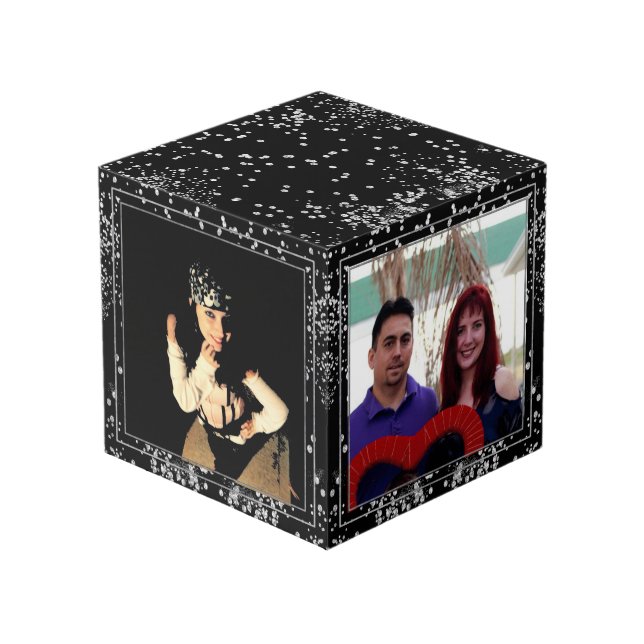 Cubo Purpurina de diamantes de plata Personalizado pers (Angulo Anverso)