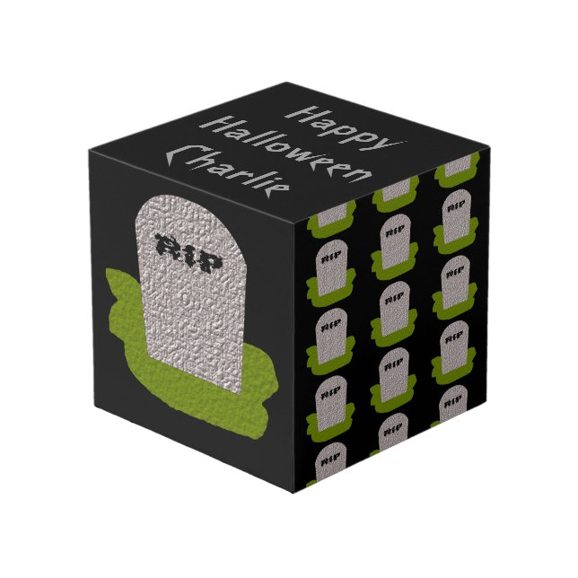 Cubo QEPD Tombstone Personalizado (Angulo Anverso)