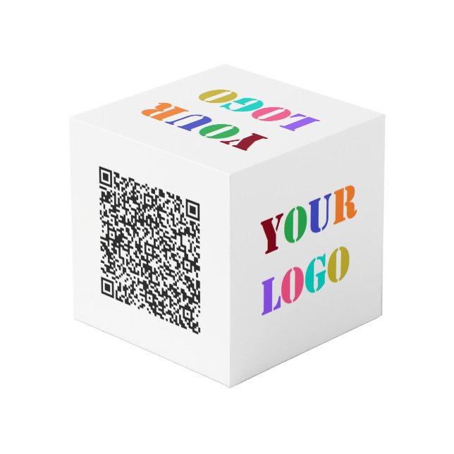 Cubo QR Code and Business Logo Promotional Cube Example (Angulo reverso)