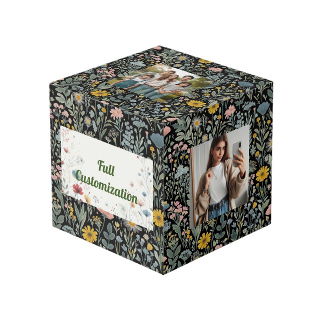 Cubo Recuerdos en flor: Personalizable completo (Angulo Anverso)