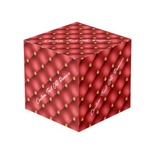 Cubo Red Gold Diamond Tufted Personalizado Nombre de te
