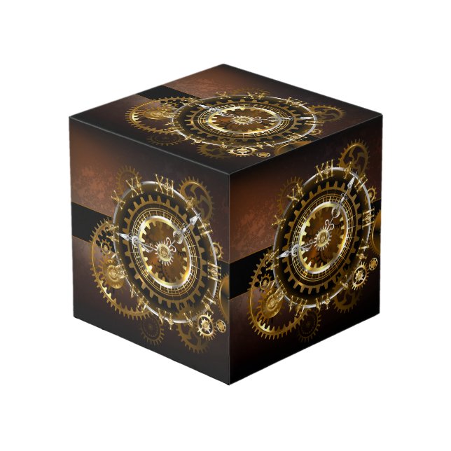 Cubo Reloj de vapor con engranajes antiguos (Angulo Anverso)