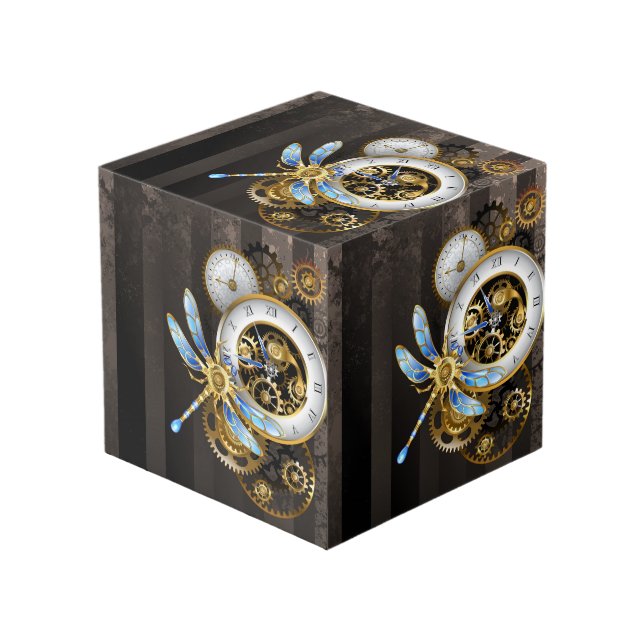 Cubo Reloj de vapor con libélula mecánica (Angulo Anverso)